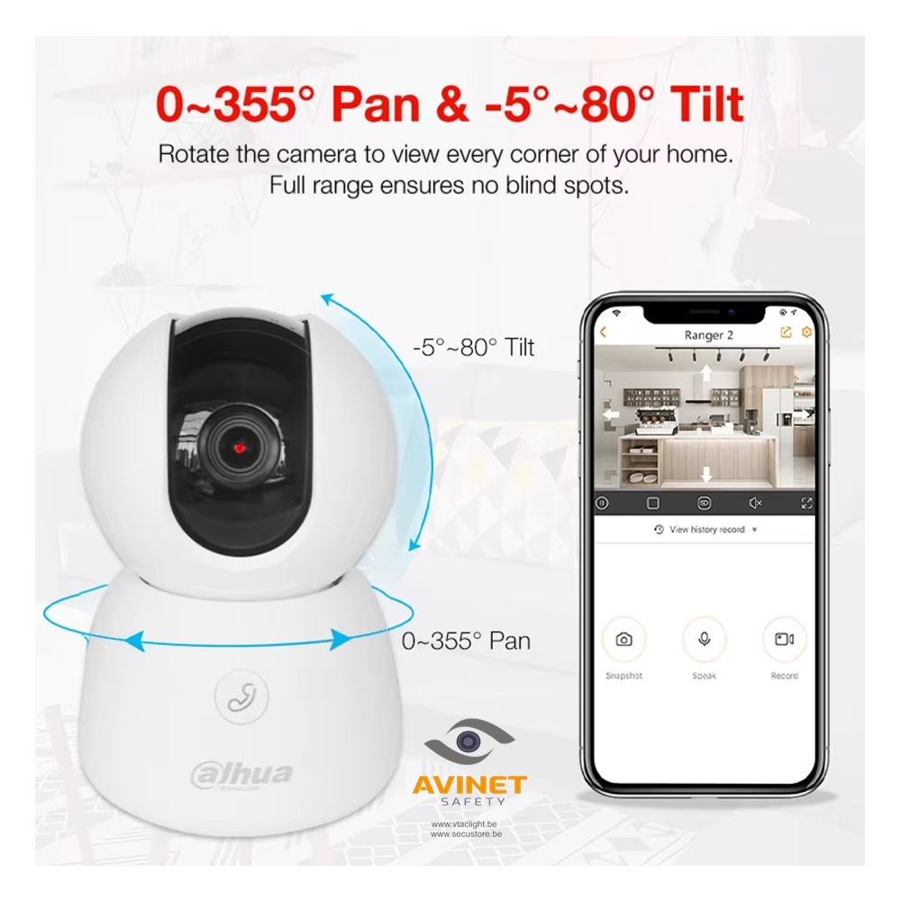 DAHUA DH-H5B Caméra d'intérieur Hero 5MP, objectif 3,6 mm, Wi-Fi/IP, IR 10 m - Dahua
