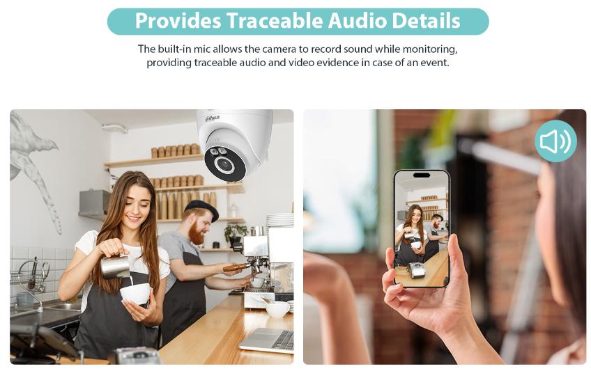 Dahua T4A-PV 4MP Smart Dual Light Active Deterrence Fixed-focal 2.8mm Wi-Fi Turret IP Camera