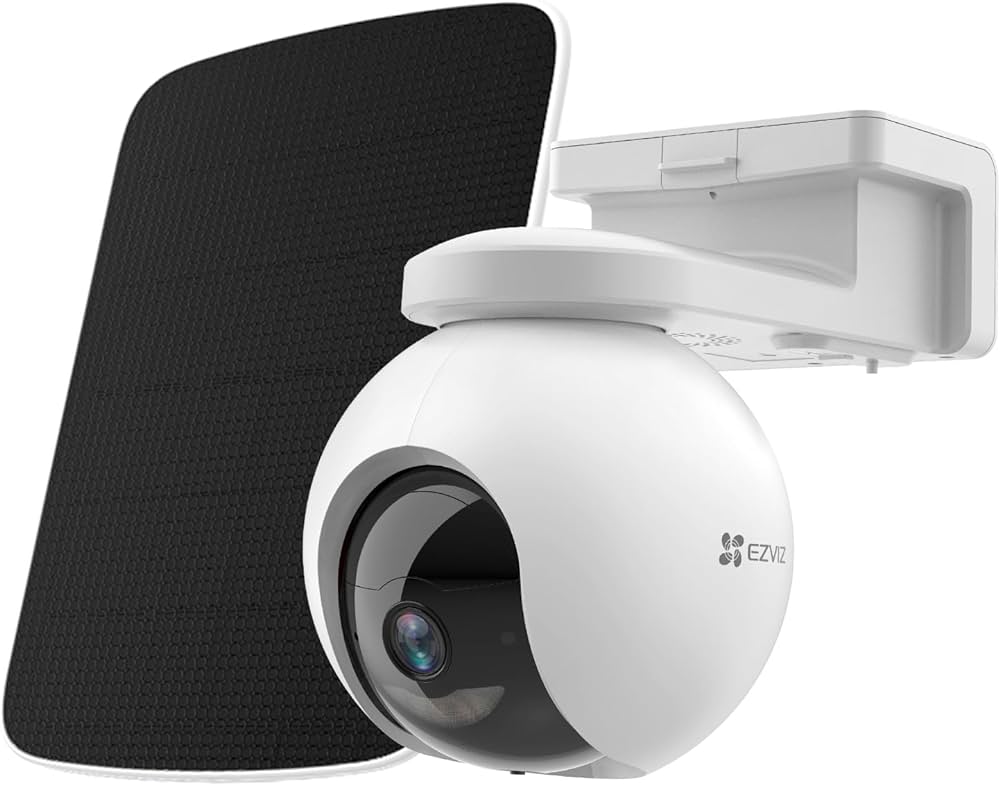 Ezviz HB8-KIT Caméra Wi-Fi panoramique et inclinable alimentée par batterie avec panneau solaire 6,18 W