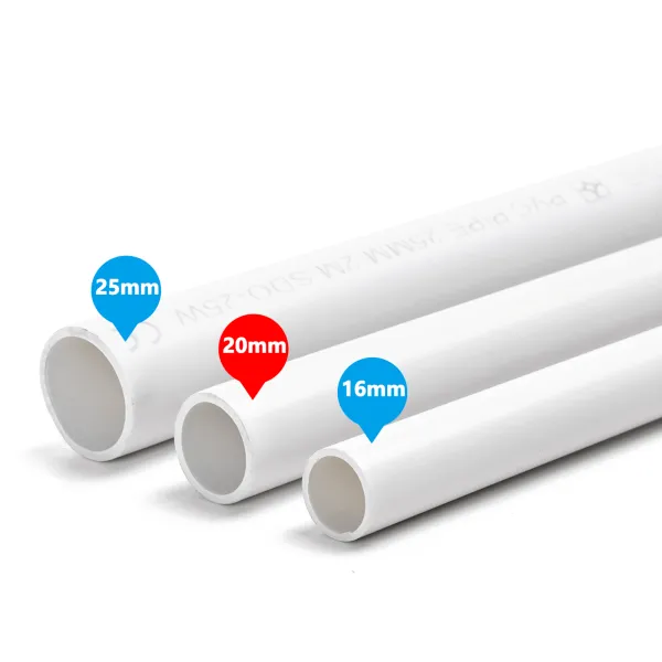 Ø 20 - 2m Blanke PVC STIJVE BUIS LICHTGRIJS Pack 10Pcs