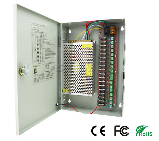 PD250W-18-12V-UPS Coffret de distribution électrique - 18 sorties - 12V-20A - 250W
