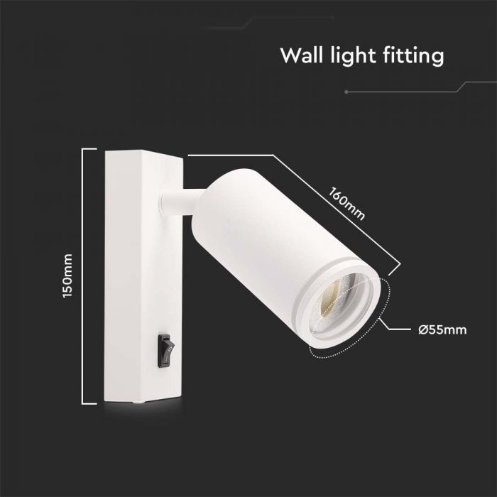 Interrupteur mural pour spot GU10 VT-429, corps blanc