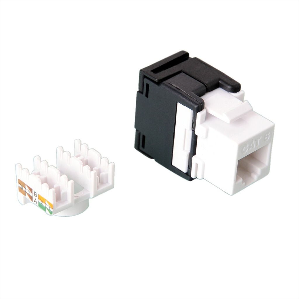 Prise Keystone VALUE, Cat.6 (Classe E), RJ-45, UTP, 180°, sans outil, blanche