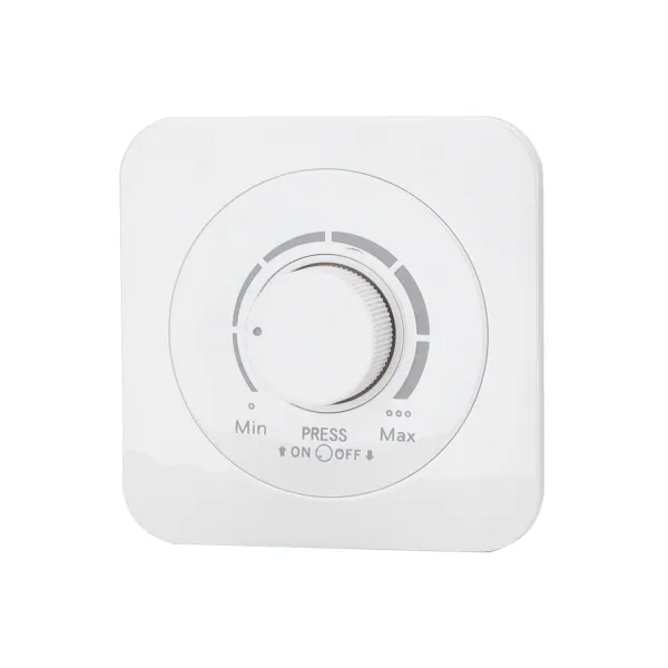 Interrupteur variateur LED encastré, touches de fonction, rond, blanc