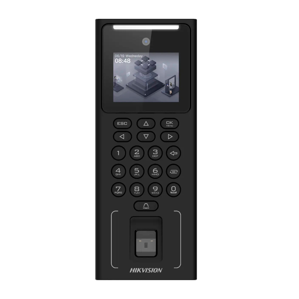 Hikvision DS-K1T321MFWX Access Control and Time &amp; Attendance Terminal Facial, Fingerprint, MF Card and PIN - TCP/IP, USB and RS485 2.4" TFT | Integrated Controller iVMS-4200 | Hik-Connect