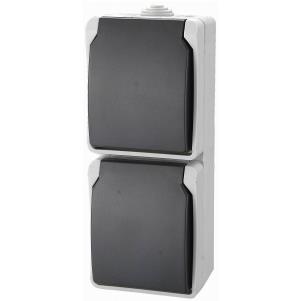 ELIX Prize bipolaire dubbel + Terre - 230V~ 16A - Baby Safe - IP44 - Grijs - Schijnbaar