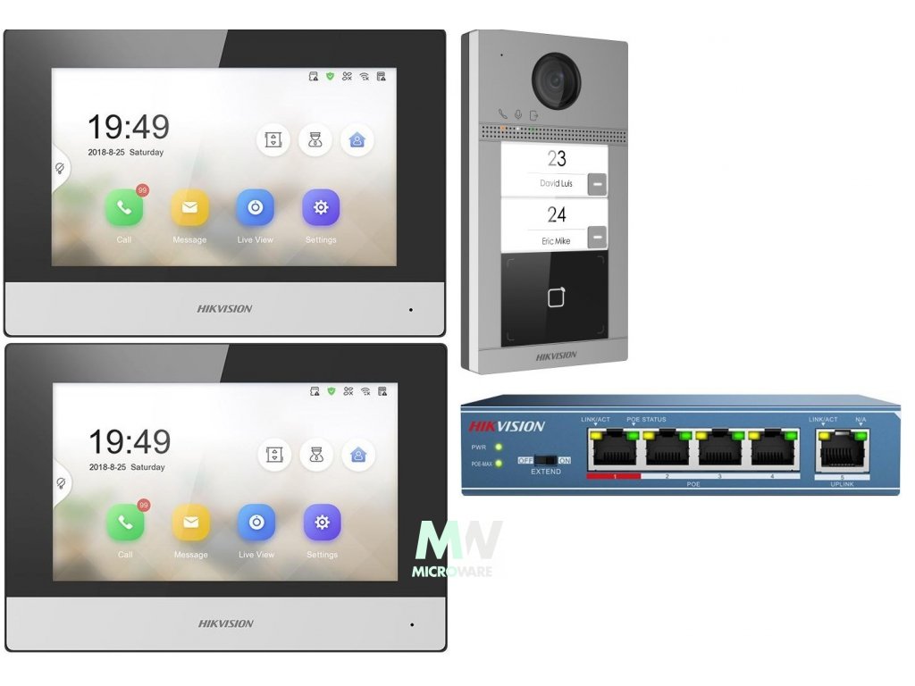 Interphone IP HIKVISION DS-KV8213-WME1-SET avec 2 boutons et 2 écrans tactiles Wi-Fi de 7 pouces