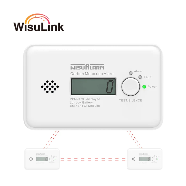 Détecteur de monoxyde de carbone Wisualarm/Dahua HY-GC20B-R8, batterie interconnectée Wisulink, remplaçable pendant 10 ans