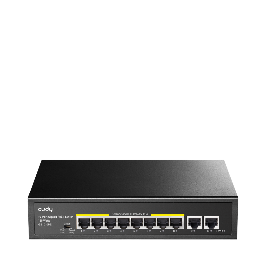 Cudy FS1010P 8-poorts PoE+ Fast Ethernet 10/100-switch met 2 uplinkpoorten 120W