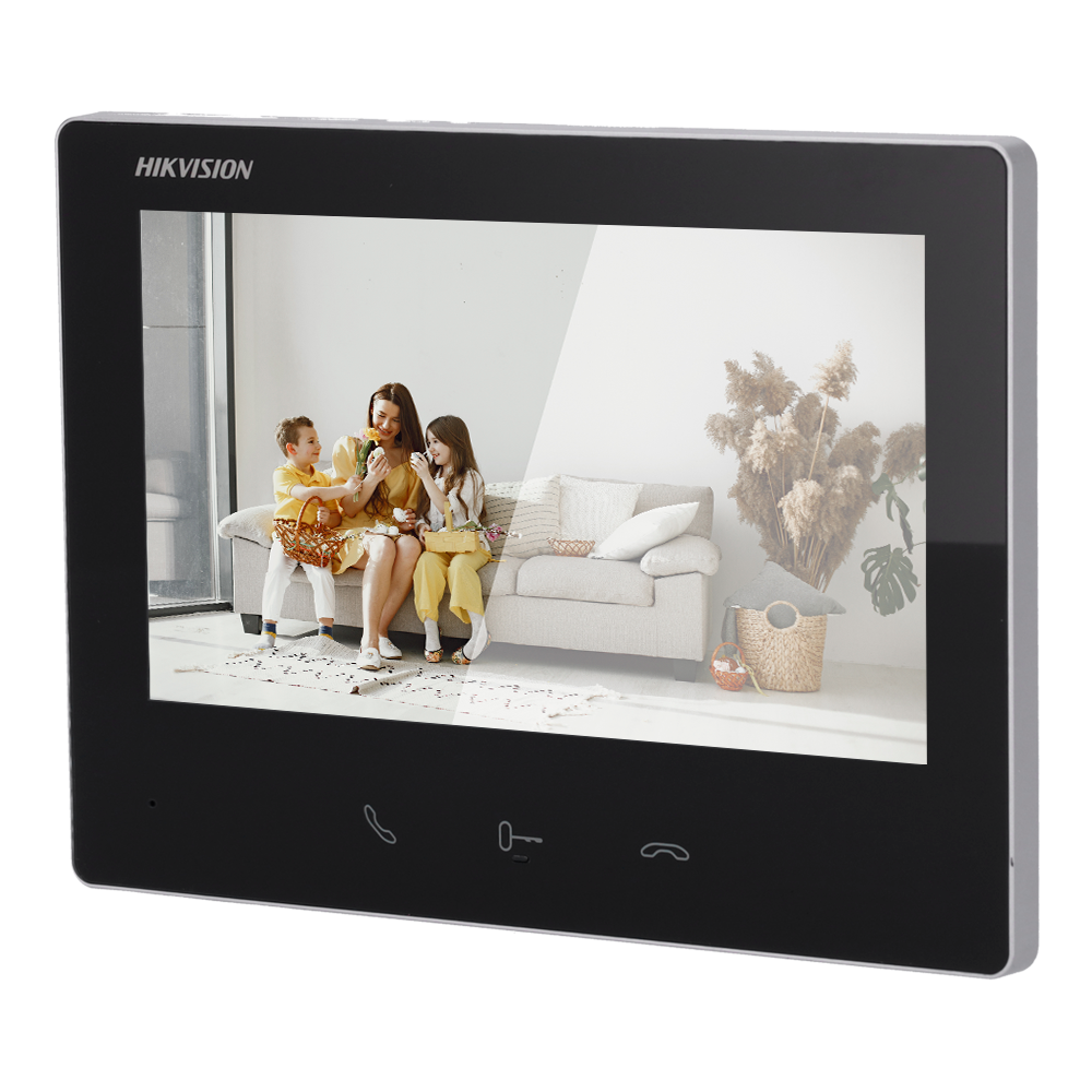 Hikvision DS-KH7300EY-WTE2(BK) Video-deurintercommonitor 7" TFT-scherm 2 HD-draden, WiFi Zwarte kleur