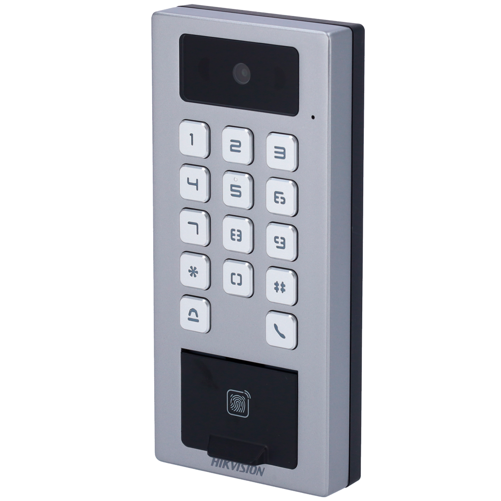 DS-K1T502DBFWX-C Contrôle d'accès avec caméra IP65 IK09 Empreinte digitale, MF DESFire, QR et carte PIN iVMS-4200 | Hik-Connect