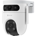 Caméra Ezviz H9C 3K (5 Mpx + 5 Mpx) avec 2 objectifs (grand angle fixe et zoom mobile) et haute résolution. Vision nocturne couleur, suivi des personnes, sirène et audio bidirectionnel.