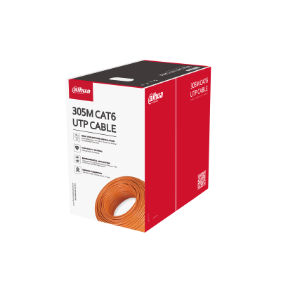 Dahua PFM920I-6UN-C UTP CAT6 - Zuiver koperen kabel (oranje) - Gecertificeerde vlamvertrager klasse CE CPR Eca