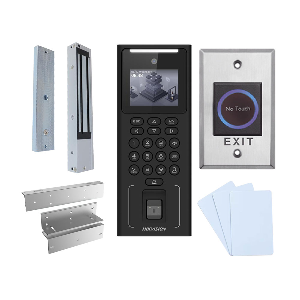 Hikvision DS-K1T321MFWX-KIT - Kit Access Control - Terminal de Contrôle d´accès et de présence Facial , empreinte digitale, carte MF et PIN - TCP/IP, USB et RS485 2.4" TFT | Contrôleur intégré iVMS-4200 | Hik-Connect 