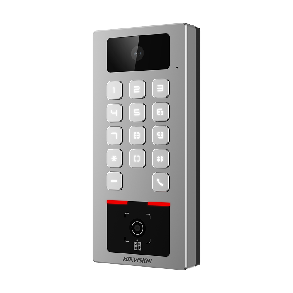 Hikvision DS-K1T502DBWX-CQR contrôle d'accès autonome avec lecteur de cartes, clavier et QR-code, interfaces RS485 et Wiegand (26b/34b), IP65/IK09. - Camera Intercom -  - iVMS-4200 | Hik-Connect  Teams