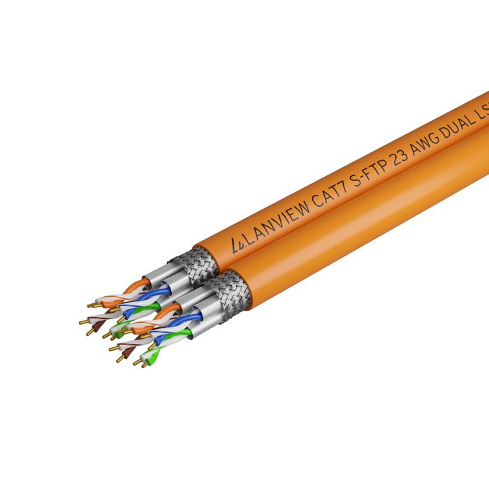 Lanview 500m Cat7 S-FTP cable 2x(4x2xAWG23) LSZH Orange