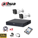 Dahua Surveillance Camera Set Analog HDCVI 5MP - DVR XVR 8CH -2x/4x/6x/8x  Bullet Camera HAC-HFW1500TLMP-A 5MP Smart Dual Light 2.8mm Indoor/Outdoor - 2 to 8 Camera - Coax Cable 20m for each camera - 1TB Hard Disk Preinstalled 