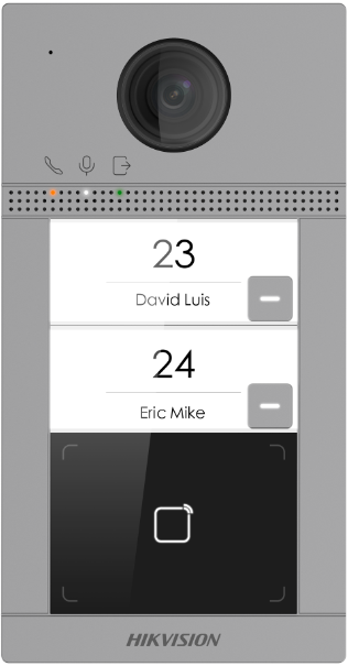  Poste de porte Hikvision DS-KV8213-WME1/S Surface Aluminium 2 x Bouton, PoE/ 12 VDC, Carte Mifare WIFI - 2 relais