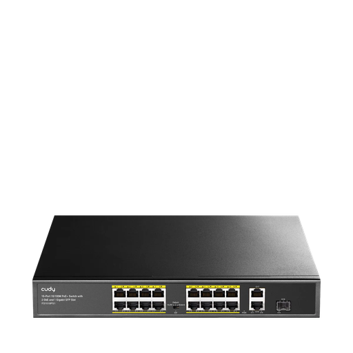 [FS1018PS1] Cudy FS1018PS1 16-Port 10/100M PoE+ Switch with 2 Uplink GbE and 1 Uplink SFP Slot 200W