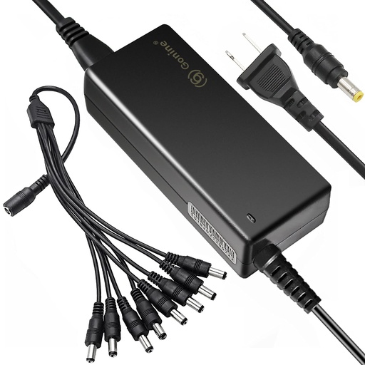 [CP1205-10/8X] CP1205-10/8X 120W CCTV-VOEDING 12V 10A IP44 Tot 8X CCTV-camera + Splitter 8X