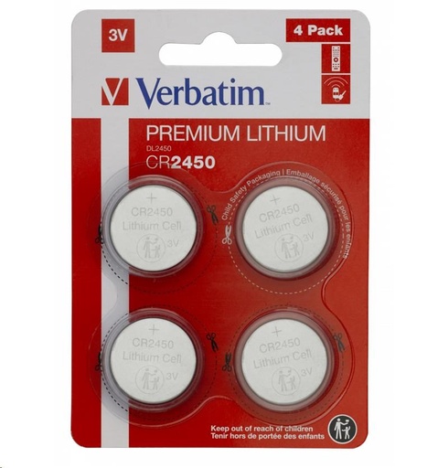 [CR-2450] Piles au lithium Verbatim CR2450 3 V (lot de 4)