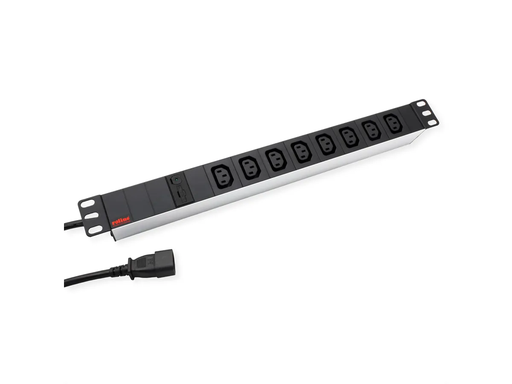 [19.07.1629] ROLINE 19.07.1629 - 19" PDU for Cabinets 8x IEC320 C13 - C14 M, 10A fused, Aluminium, 2 m