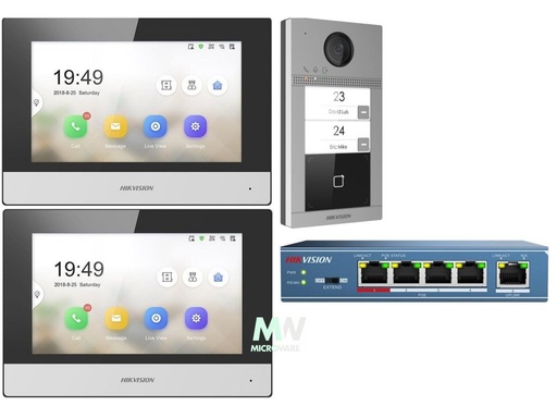 HIKVISION DS-KV8213-WME1-SET IP-intercom met 2 knoppen + 2x 7-inch touchscreen wifi-monitor