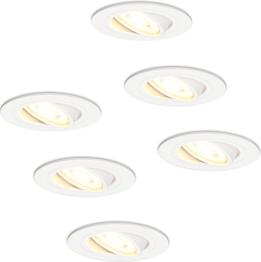 VT-782 Wit Set van 6 dimbare LED inbouwspots gu10 6Watt kantelbaar