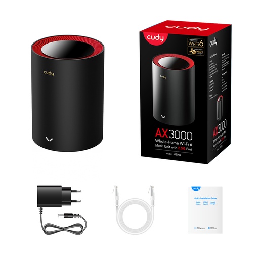 Cudy M3000_B Wi-Fi 6 AX3000 Mesh 2,5G Noir (Pack de 1-2-3) Zwart