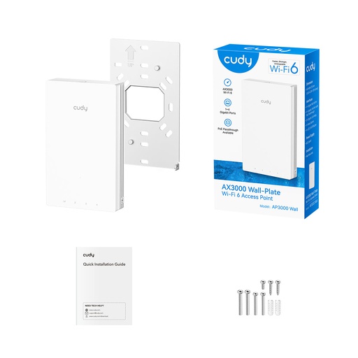 [AP3000-WALL] Cudy AP3000-Wall Point d'accès Wi-Fi 6 à plaque murale AX3000