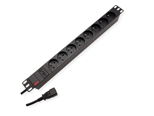[19.07.1626] ROLINE PDU pour armoire, 8 prises, 45°, 16A, FR/BE, noir, IEC320 C14 M 2 m