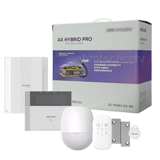 [DS-PHA64-Kit-WE(B)] Hikvision  DS-PHA64-Kit-WE(B) Kit  AX HYBRID PRO Filaire  8 zones intégrées et peut être étendu à 56 zones câblées/sans fil
