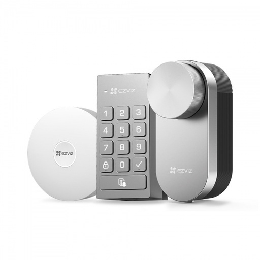 [CS-DL01PRO] EZVIZ CS-DL01 Pro + DL01CP +  A3 Passerelle Smart Lock avec Clavier Multifonctionnel et A3 Passerelle Domotique, Serrure Connectée fonction Bluetooth accès à distance, Serrure Smart Lock accès sans Clé pour Maison Connectée