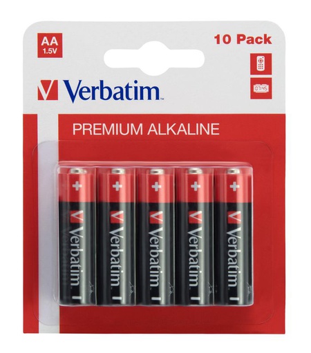 [AA-10] Verbatim Piles alcalines AA, 1.5V, (10 pack)
