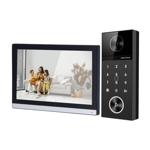 [DS-KIS612-S] Hikvision DS-KIS612-S IP kit IP-PoE video intercom kit, 1x call button, surface mount, 7-inch Wi-Fi touchscreen monitor + 5-port PoE switch